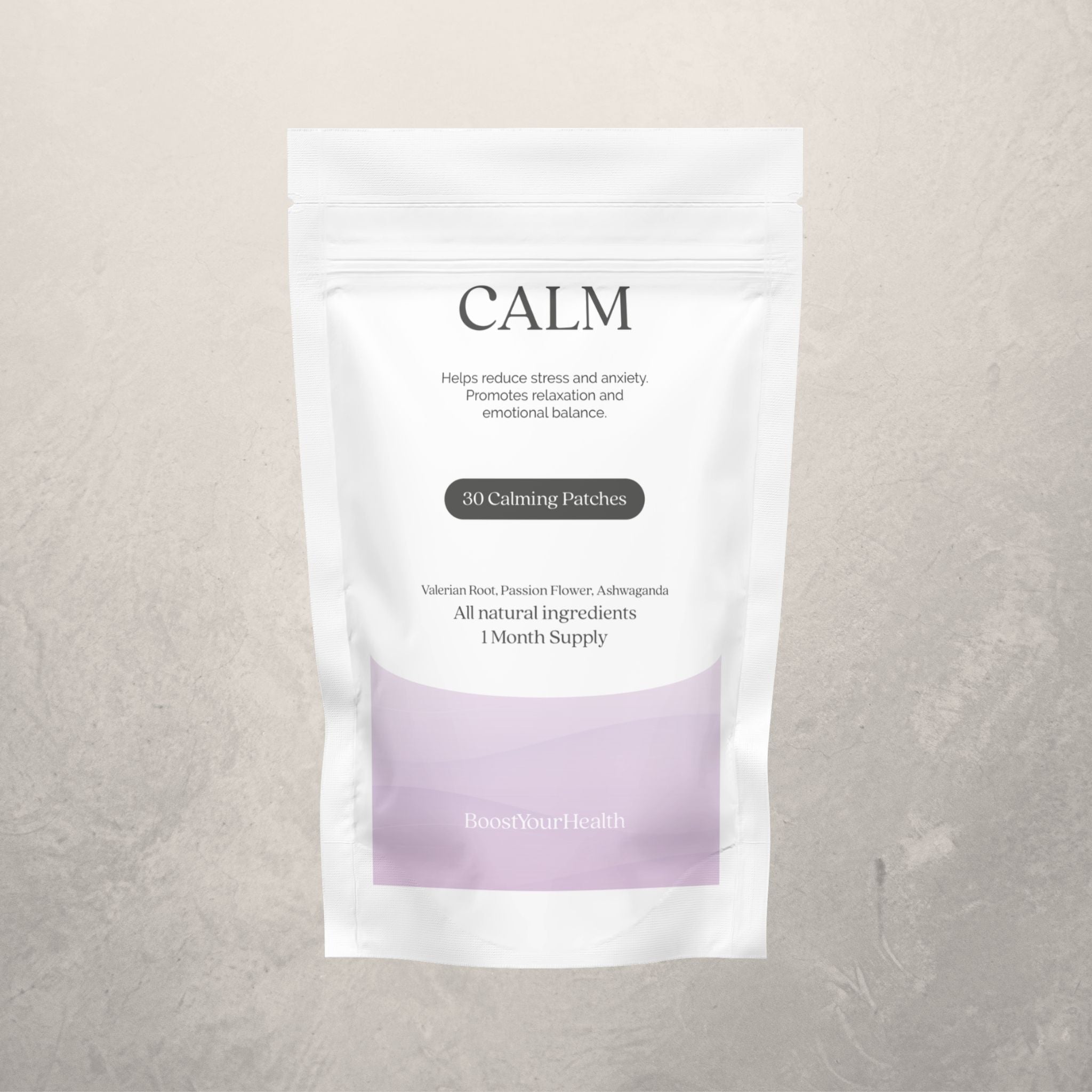 Boost Your Health Calm transdermal patch pack, 30 patches for emotional balance and stress support
