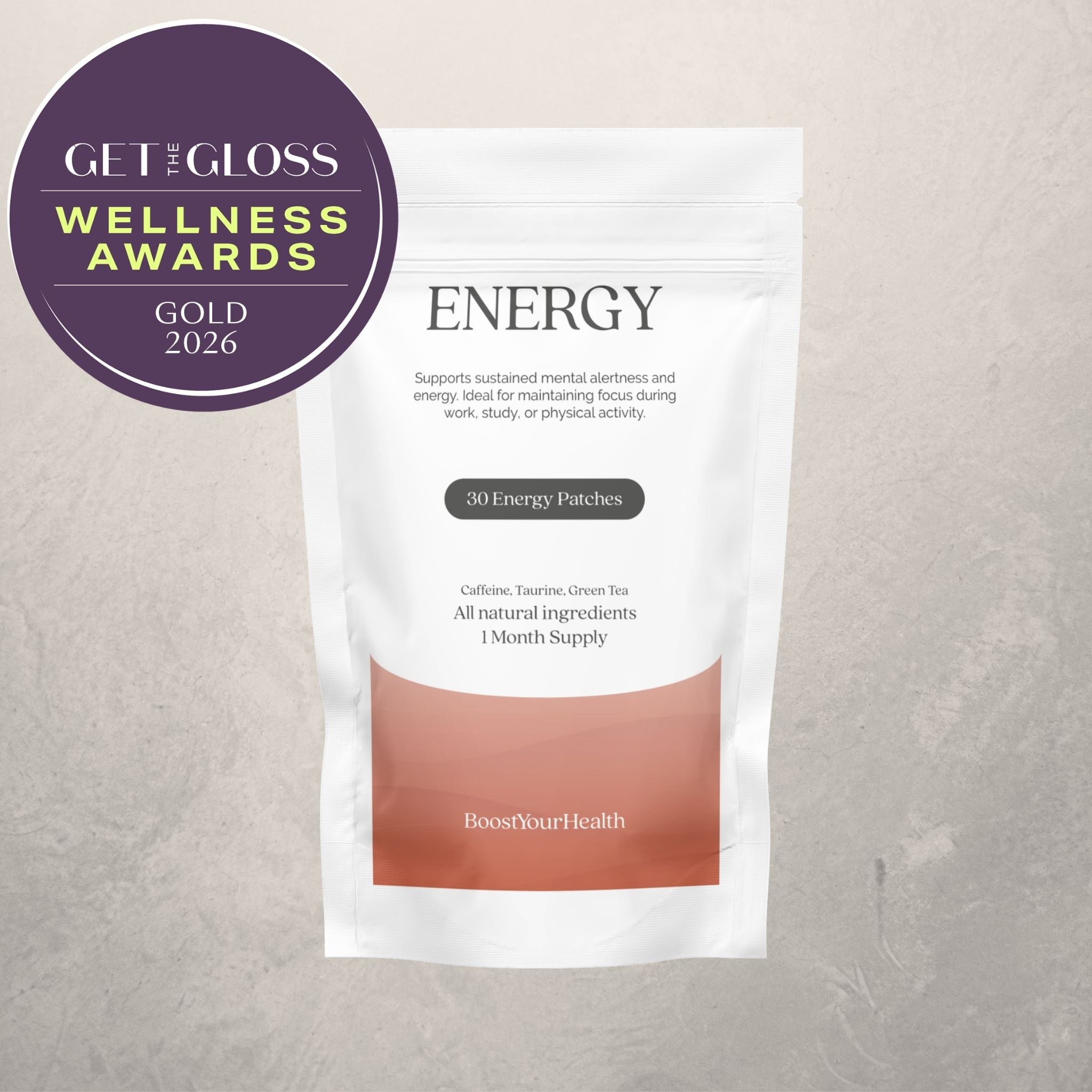 Boost Your Health Energy transdermal patch pack, 30 patches for natural energy
