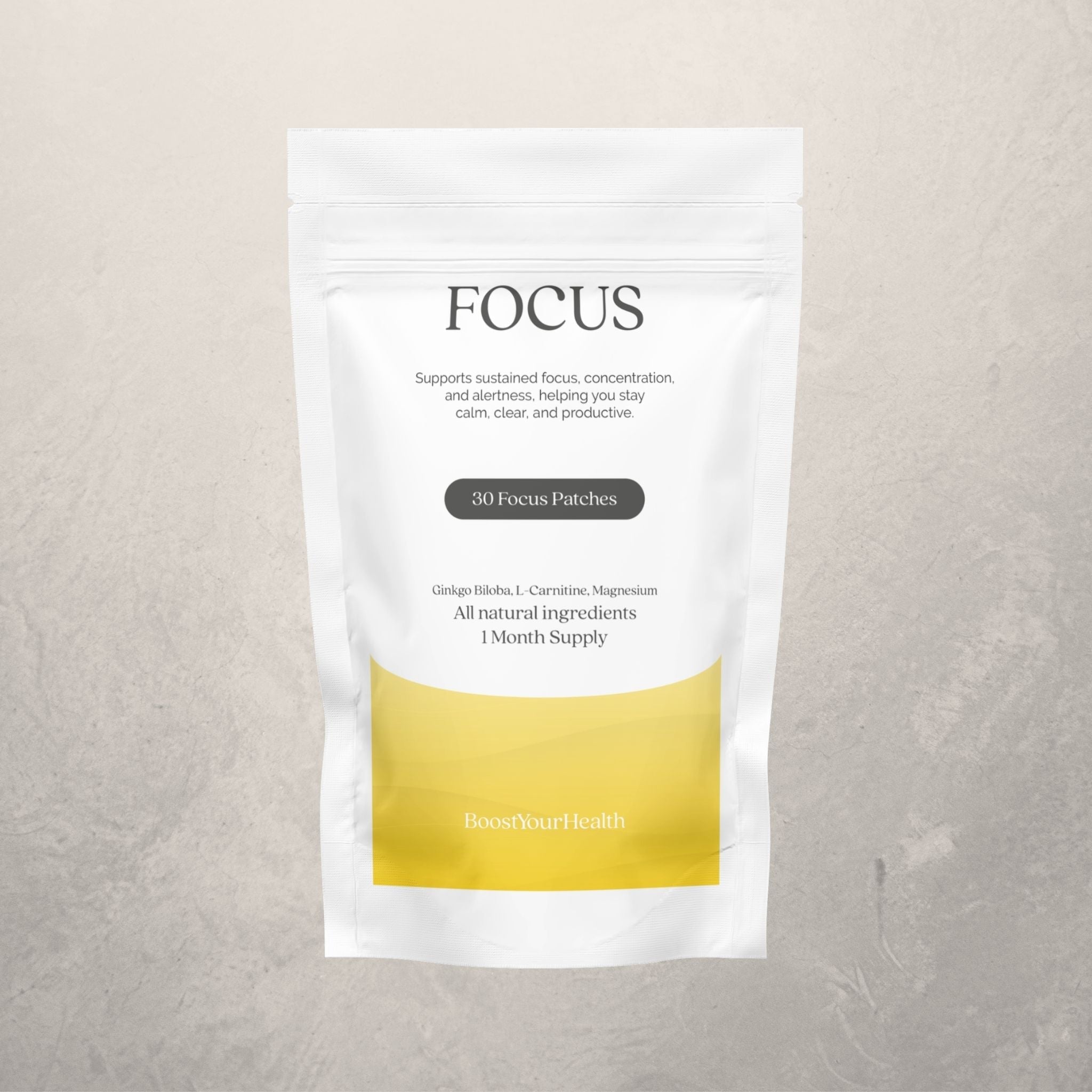 Boost Your Health Focus transdermal patch pack, 30 patches for clarity and concentration