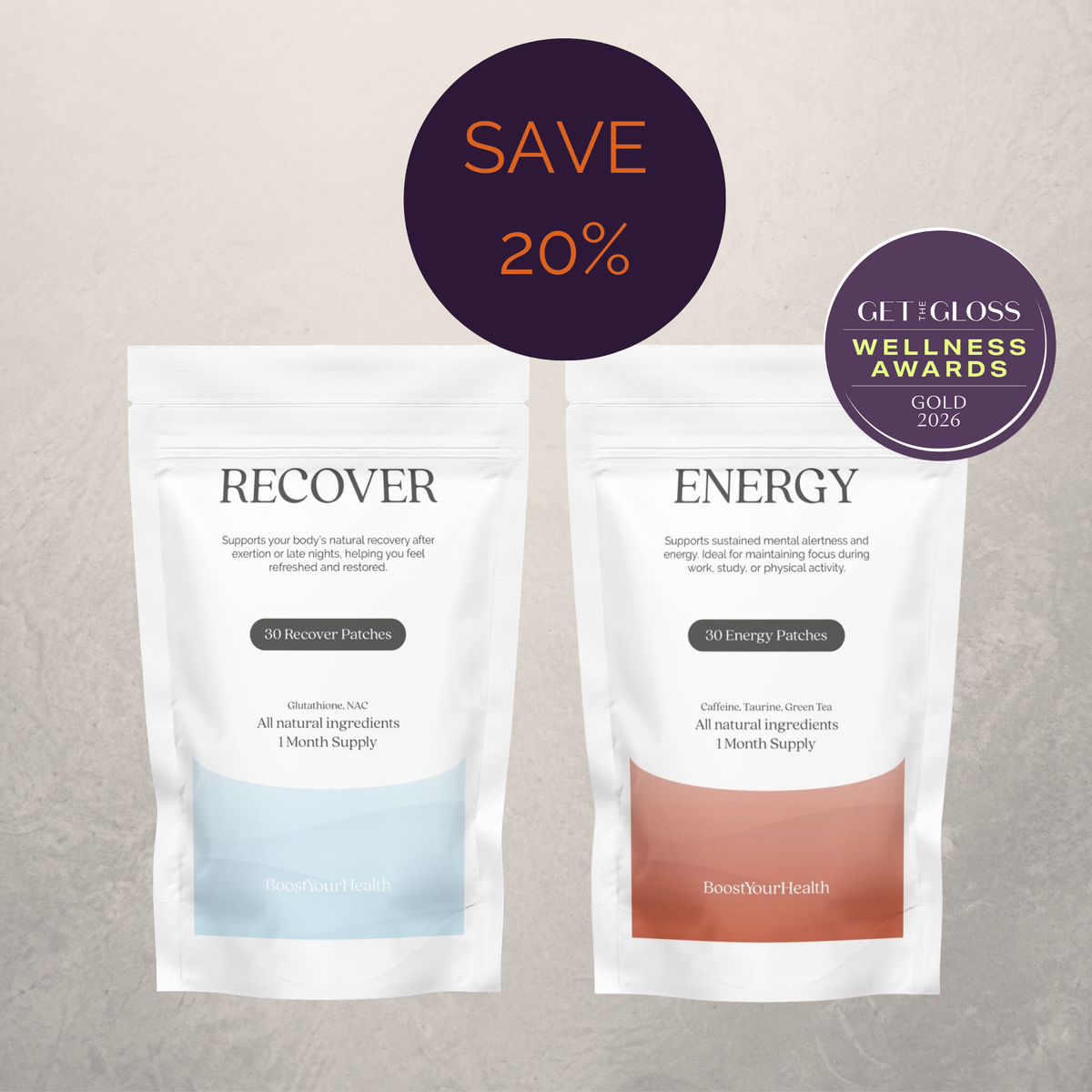 Boost Your Health The Rebound Stack, Recover and Energy patch duo