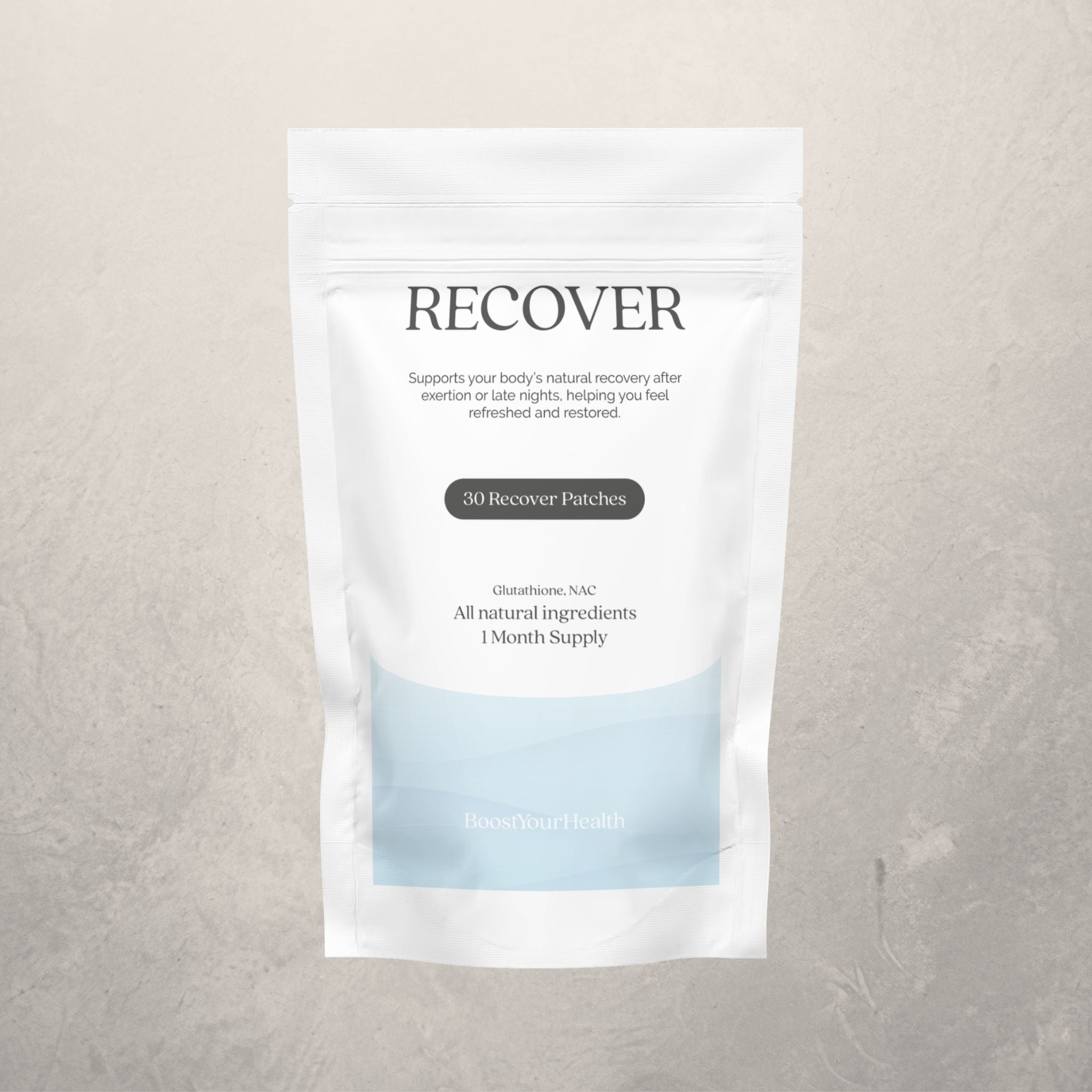 Boost Your Health Recover transdermal patch with glutathione and NAC, 30 patches