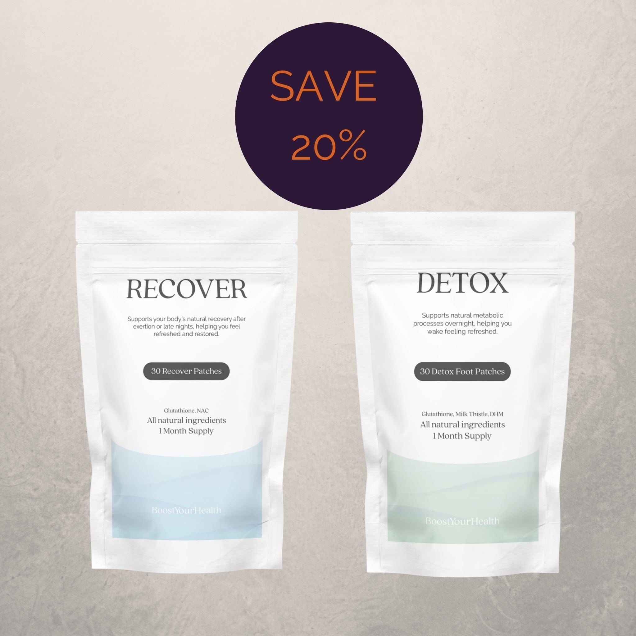 Boost Your Health Recover and Detox Bundle, Recover and Detox patch duo